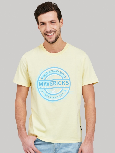 Beverly Hills Polo Club Men Yellow Printed Round Neck T-shirt