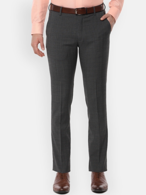 

Louis Philippe Permapress Men Grey Slim Fit Checked Formal Trousers