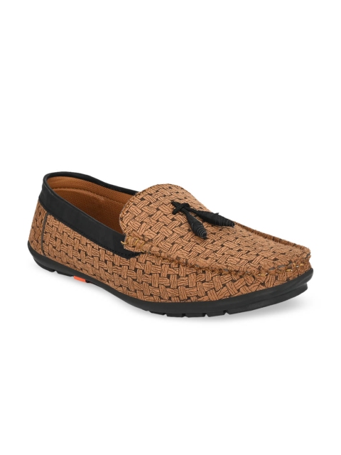 

BUCIK Men Woven Design Loafers Casual Shoes, Tan