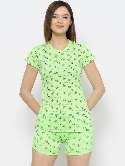 

VIMAL JONNEY Women Lime Green Printed Night suit