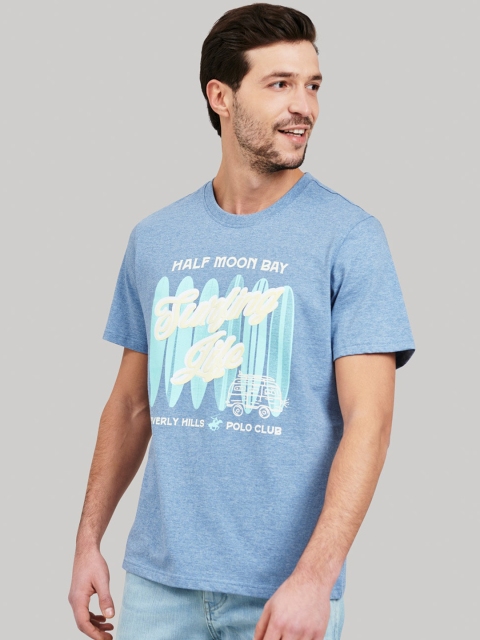 

Beverly Hills Polo Club Men Blue Printed Round Neck T-shirt