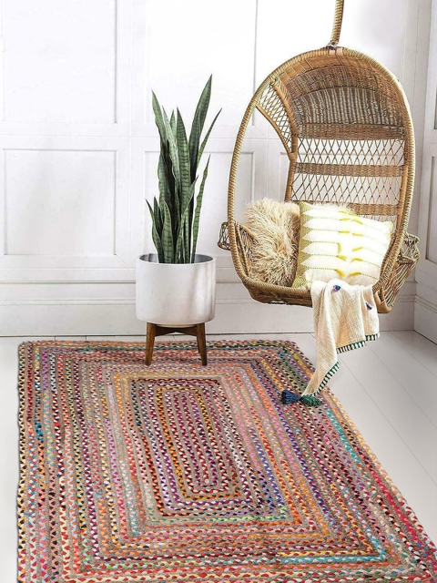

HomeStorie Pink & Brown Bohemian Cotton Jute Braided Contemporary Carpet