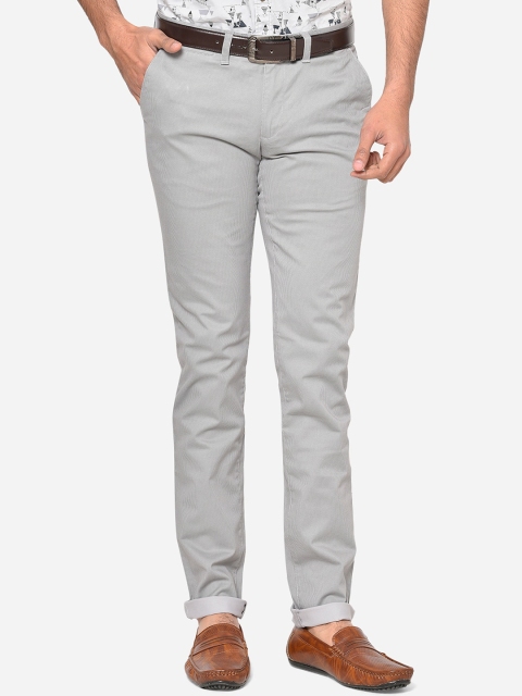 

Greenfibre Men Grey Slim Fit Printed Formal Trousers