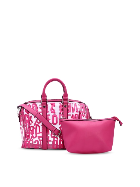 

FOREVER 21 Pink Self Design Handheld Bag
