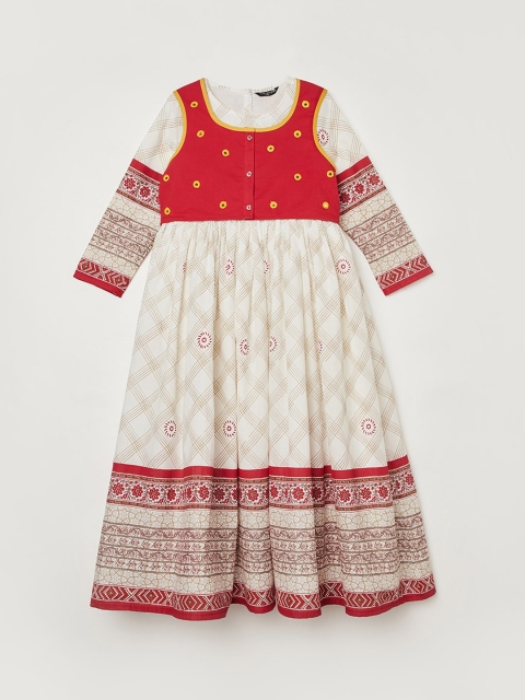 

Melange by Lifestyle Girls Off-White Printed Empire Dress