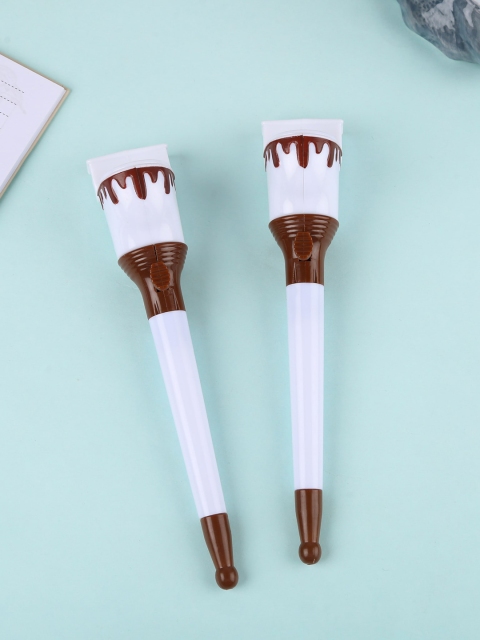 

Bigsmall Set Of 2 White & Coffee Brown Poop Pop Pens