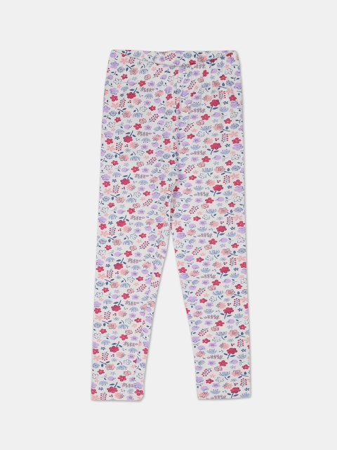 

Cherokee Girls White & Pink Printed Ankle-Length Leggings