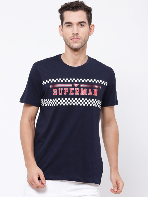 

Free Authority Men Navy Blue Superman Printed Cotton Round Neck T-shirt