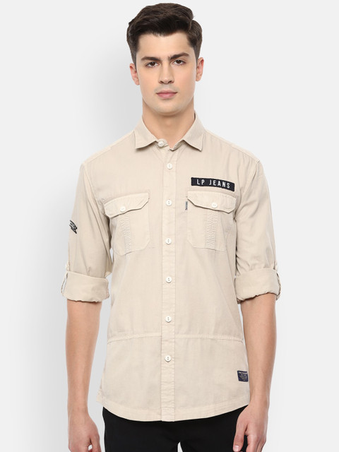 

Louis Philippe Jeans Men Beige Slim Fit Solid Casual Shirt