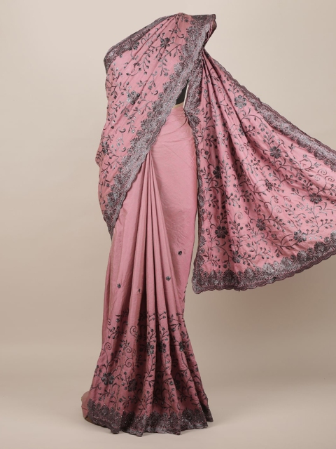 

Pothys Pink & Grey Jute Silk Embroidered Saree