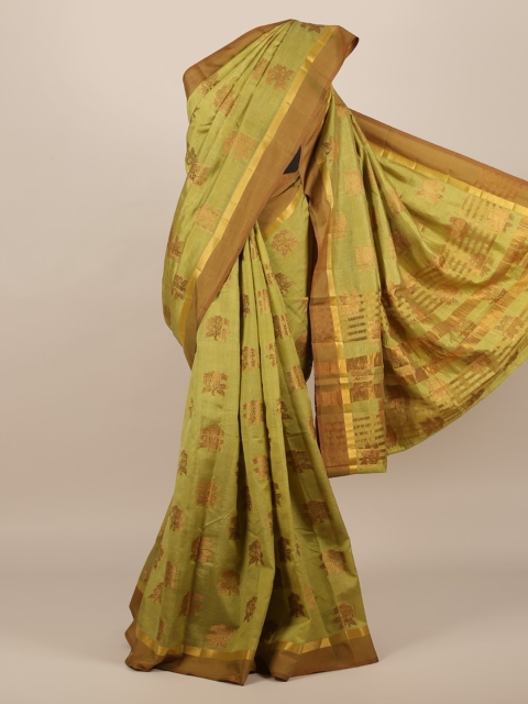 

Pothys Green & Brown Jute Silk Woven Design Saree