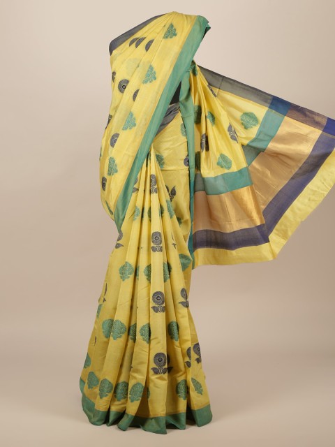 

Pothys Yellow Woven Design Jute Silk Saree