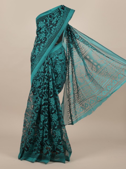 

Pothys Blue & Black Jute Silk Printed Saree