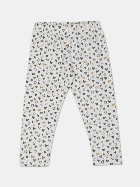Donuts Infant Girls Off White & Black Printed Ankle-Length Leggings