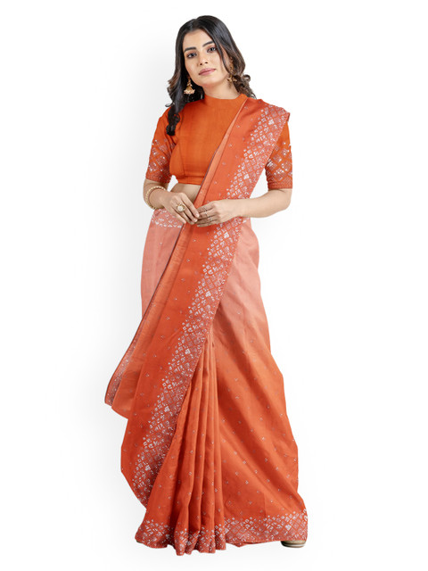

Kalamandir Orange Woven Design Silk Blend Saree