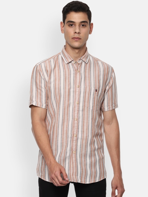 

Louis Philippe Jeans Men Beige Slim Fit Striped Casual Shirt