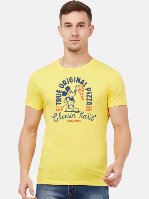 

Free Authority Men Yellow Mickey & Friends Printed T-shirt