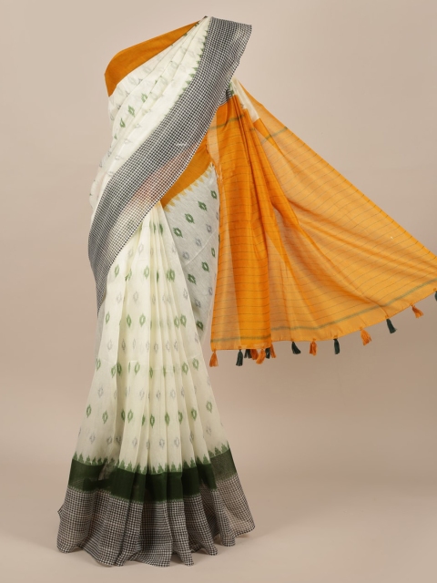 

Pothys Cream-Coloured & Grey Jute Silk Woven Design Saree