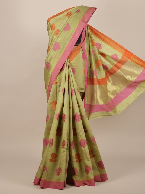 

Pothys Green & Pink Jute Silk Woven Design Saree