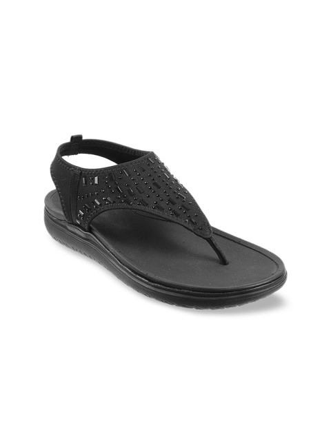 

Metro Women Black Embellished Open Toe Flats