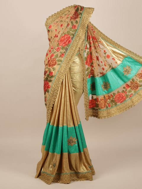 

Pothys Gold-Toned Printed Jute Silk Saree