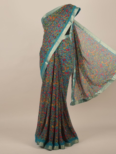 

Pothys Blue & Pink Poly Chiffon Printed Saree