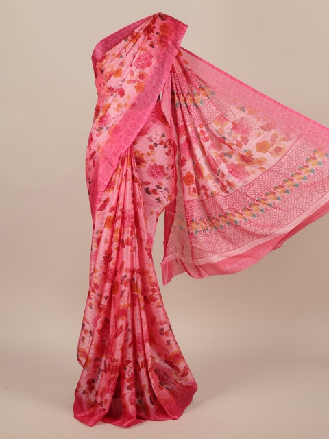 

Pothys Pink Printed Poly Chiffon Saree