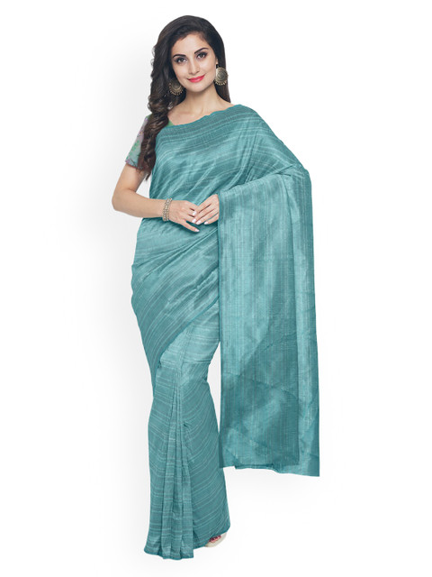 

Kalamandir Blue Striped Silk Blend Saree