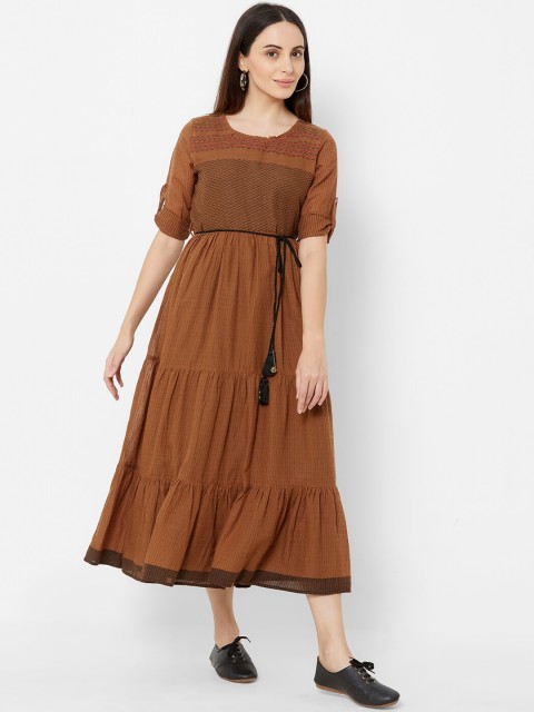 

ZOLA Women Brown Solid A-Line Dress