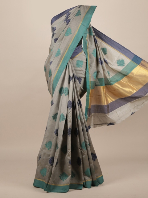 

Pothys Grey & Blue Jute Silk Woven Design Saree
