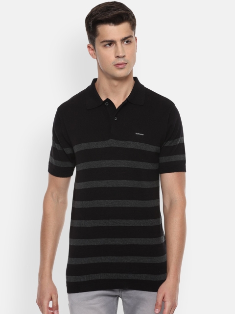 

Van Heusen Men Black Striped Polo Collar T-shirt