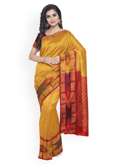 

Kalamandir Yellow Silk Blend Printed Chanderi Saree