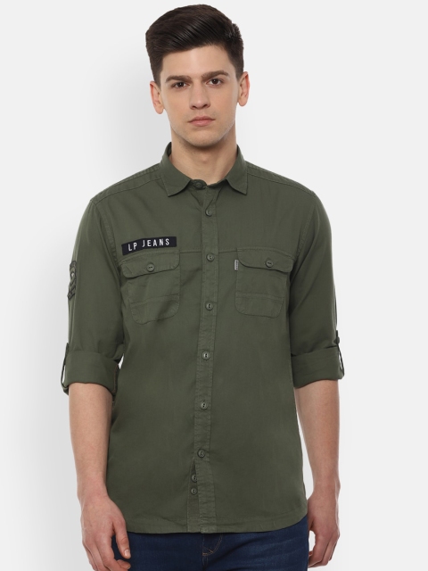 

Louis Philippe Jeans Men Olive Green Slim Fit Solid Casual Shirt