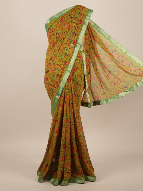 

Pothys Green Printed Poly Chiffon Saree
