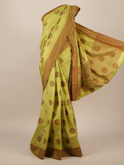 

Pothys Olive Green Woven Design Jute Silk Saree