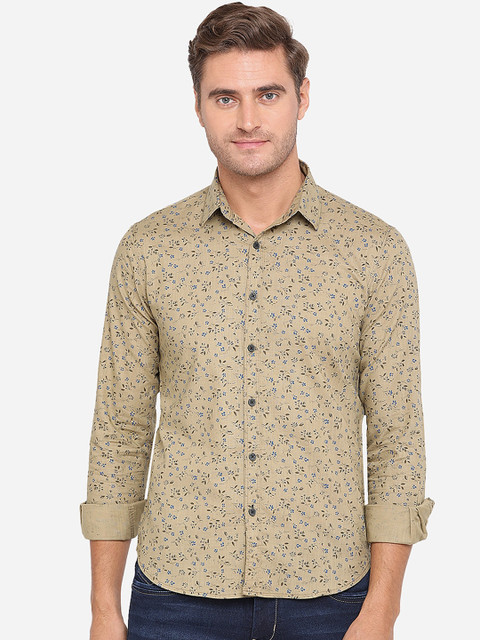 

Greenfibre Men Beige Slim Fit Printed Casual Shirt