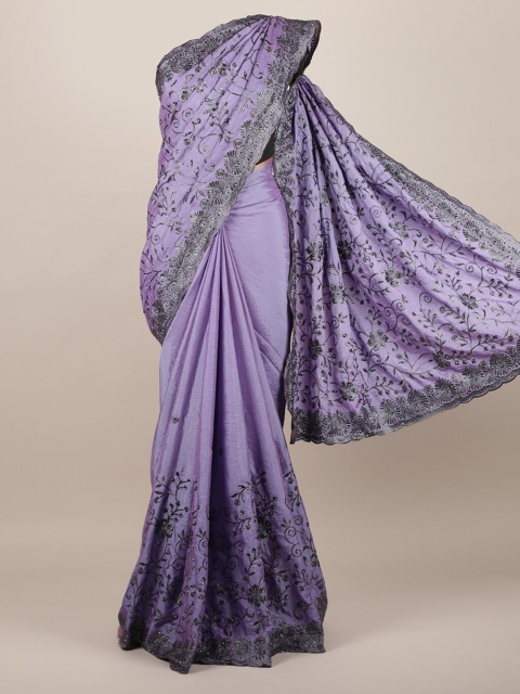 

Pothys Lavender Embroidered Jute Silk Saree