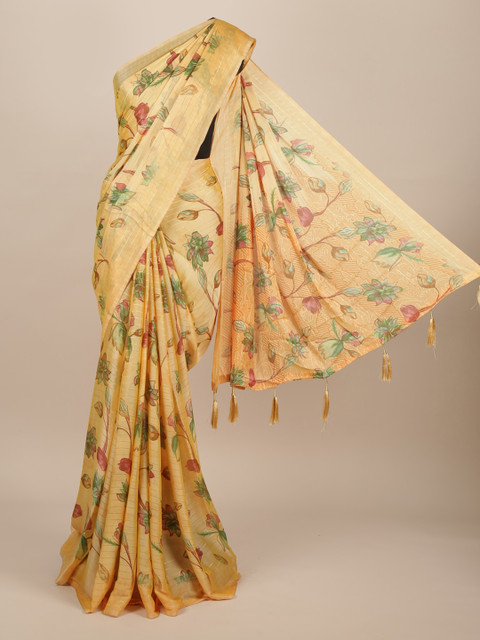 

Pothys Peach-Coloured Printed Poly Chiffon Saree