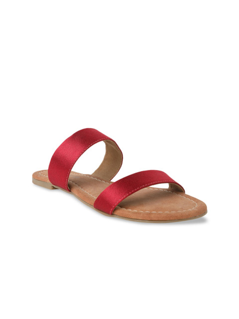 

SOLES Women Red Solid Open Toe Flats