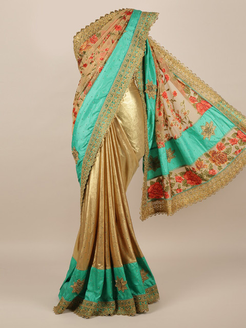 

Pothys Gold-Toned Printed Jute Silk Saree