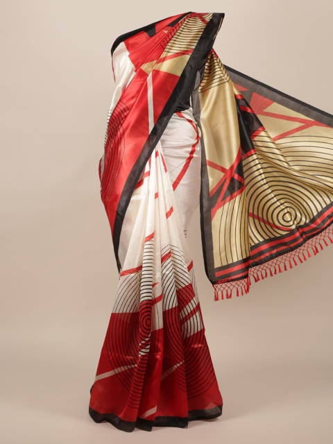 

Pothys Cream-Coloured Printed Jute Silk Saree