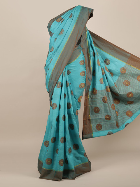 

Pothys Blue Woven Design Jute Silk Saree