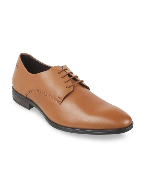 

Mochi Men Tan Brown Solid Leather Formal Derbys