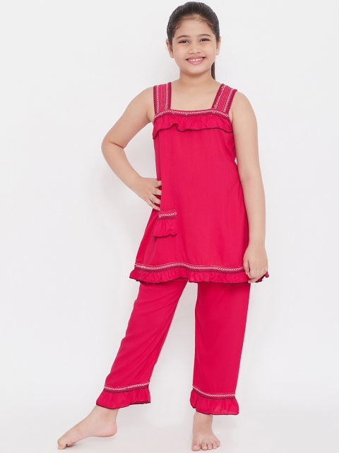 

Baani Creations Girls Magenta Solid Night Suit