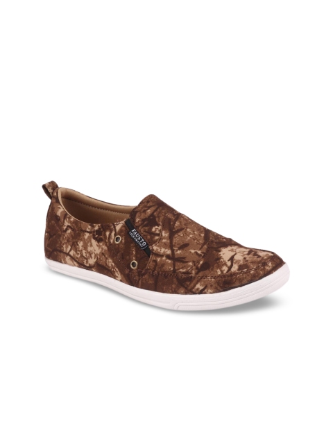 

FAUSTO Men Brown Printed Slip-On Casual Sneakers