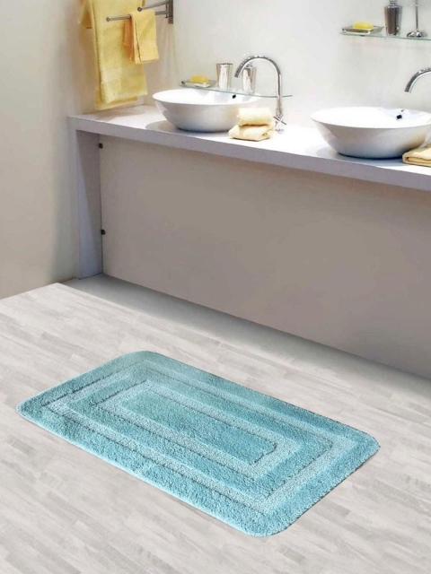 

Lushomes Blue Anti-Slip Plush Rectangular Bath Rug