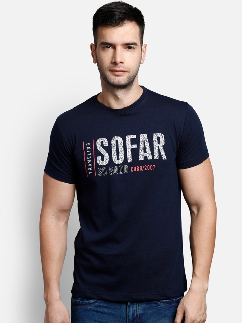 

COBB Men Navy Blue Printed Round Neck T-shirt