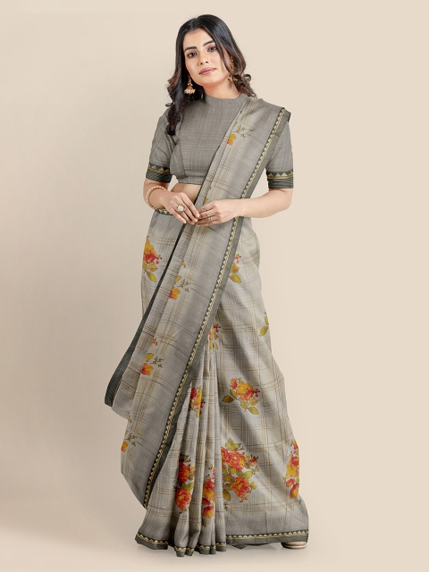 

Kalamandir Grey Printed Silk Blend Saree