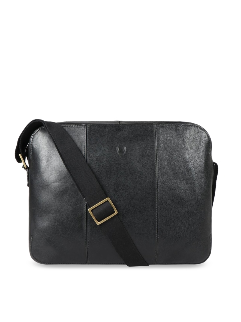 

Hidesign Men Black Leather Solid Messenger Bag