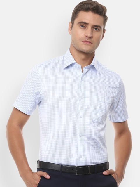 

Louis Philippe Men Blue Regular Fit Checked Casual Shirt